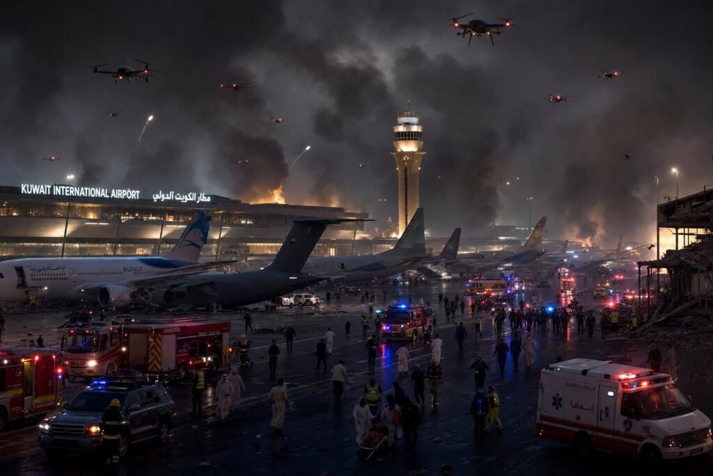 Kuwait’s main airport hit by Iranian drones amid escalating Gulf conflict 1780576623 image 7782849